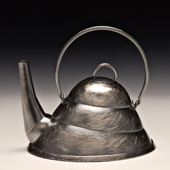 3 Tier Silver Oxidized Textured Teapot