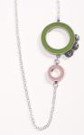 FL 2-circle long chain necklace-green/pink