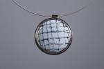 Enamel silver wrap white pendant