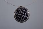 Enamel silver wrap black pendant