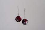 Enamel red wire dangle earrings