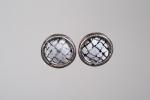 Enamel white or black silver wrap stud earrings