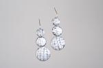 Enamel white 3 dangle earrings