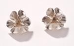 Folded leaf flower stud earrings