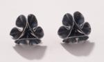 Folded leaf oxidized flower stud earrings