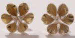 Folded leaf large gold flower stud earrings