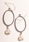 Oval wire flower dangle earrings