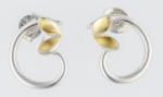 Sprial silver and gold folded leaf stud earrings