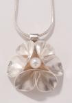 Folded leaf flower pendant with pearl