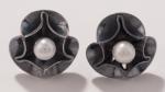 FL small tri leaf stud earrings w pearls