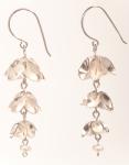 Fl tri-flower dangle earrings w pearls