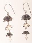 Fl tri-flower dangle earrings w pearls