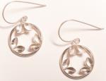 FL small circle 3-leaf silver earrings