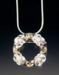 Double leaf gold, silver and pearls necklace